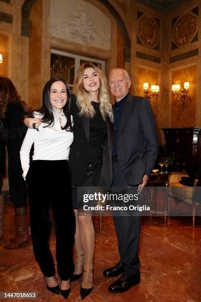 Santo Versace, Alba Parietti and Francesca De Stefano Versace 